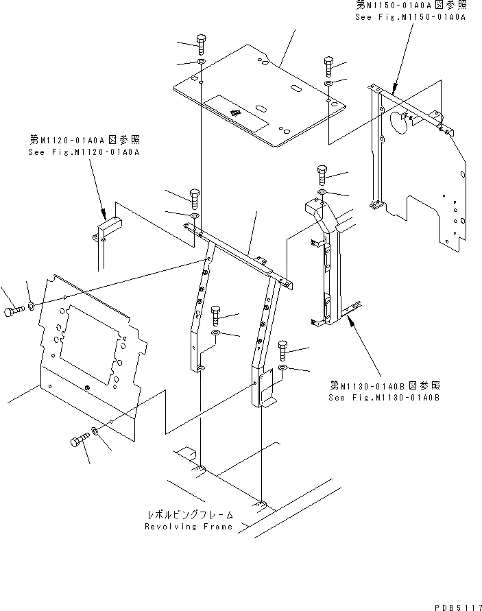 Схема запчастей Komatsu PC210-6 - ПЕРЕГОРОДКА. (С КОНДИЦИОНЕРОМ)(№9-) ЧАСТИ КОРПУСА