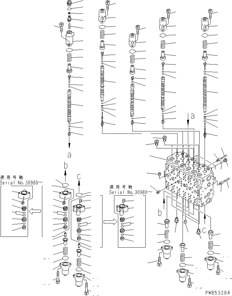 Схема запчастей Komatsu PC210-6 - ОСНОВН. КЛАПАН (-АКТУАТОР) (/)(№9-98) ОСНОВН. КОМПОНЕНТЫ И РЕМКОМПЛЕКТЫ