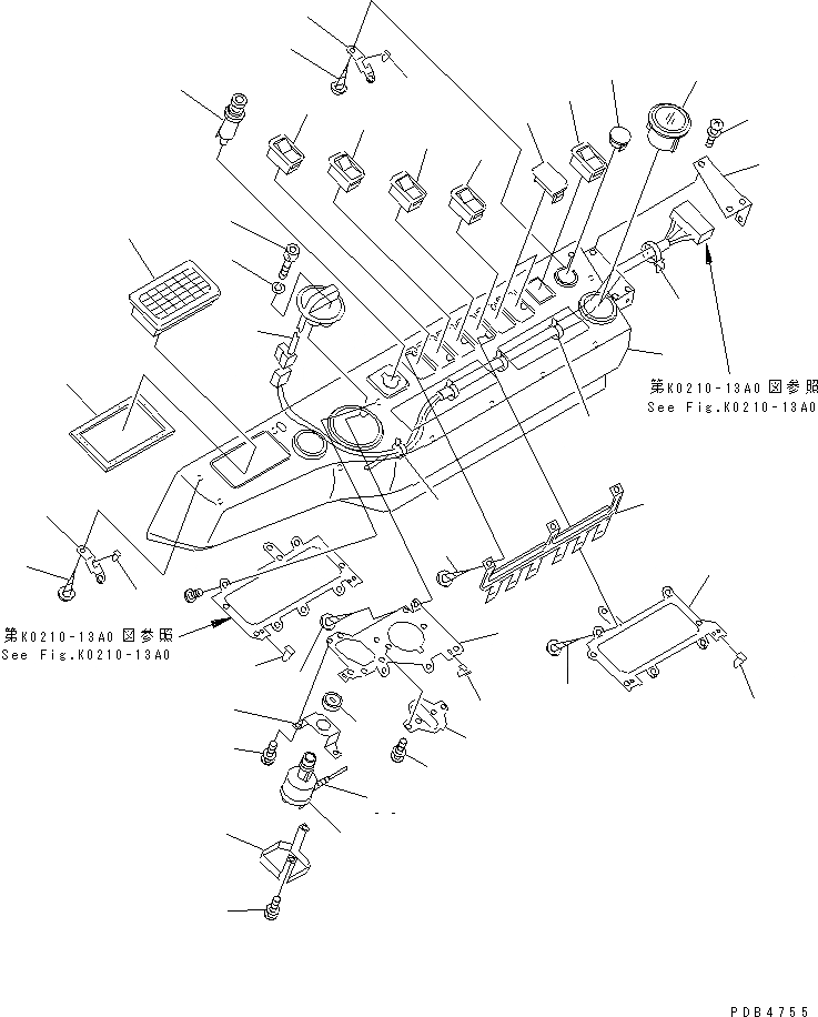 Схема запчастей Komatsu PC210-6K - КАБИНА (КРЫШКА ПАНЕЛИ)(№K-K999) КАБИНА ОПЕРАТОРА И СИСТЕМА УПРАВЛЕНИЯ
