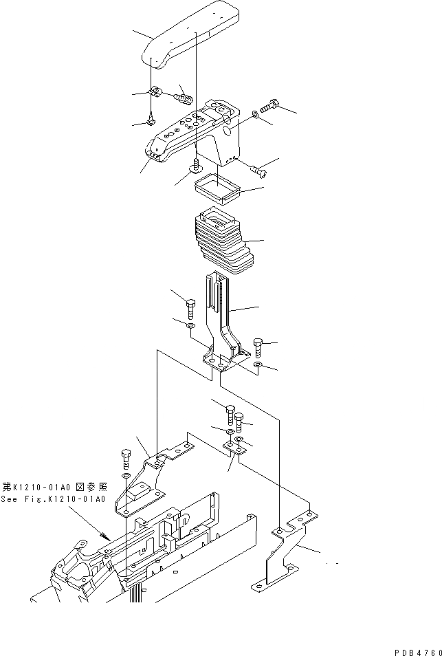 Схема запчастей Komatsu PC210-6K - ЛЕВ. СТОЙКА (ПОДЛОКОТН. ЛЕВ.)(№K-K999) КАБИНА ОПЕРАТОРА И СИСТЕМА УПРАВЛЕНИЯ