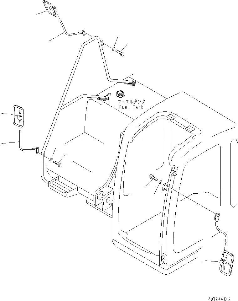 Схема запчастей Komatsu PC210-6K - ЗАДН. VIEW MIRROR(№K-) ЧАСТИ КОРПУСА