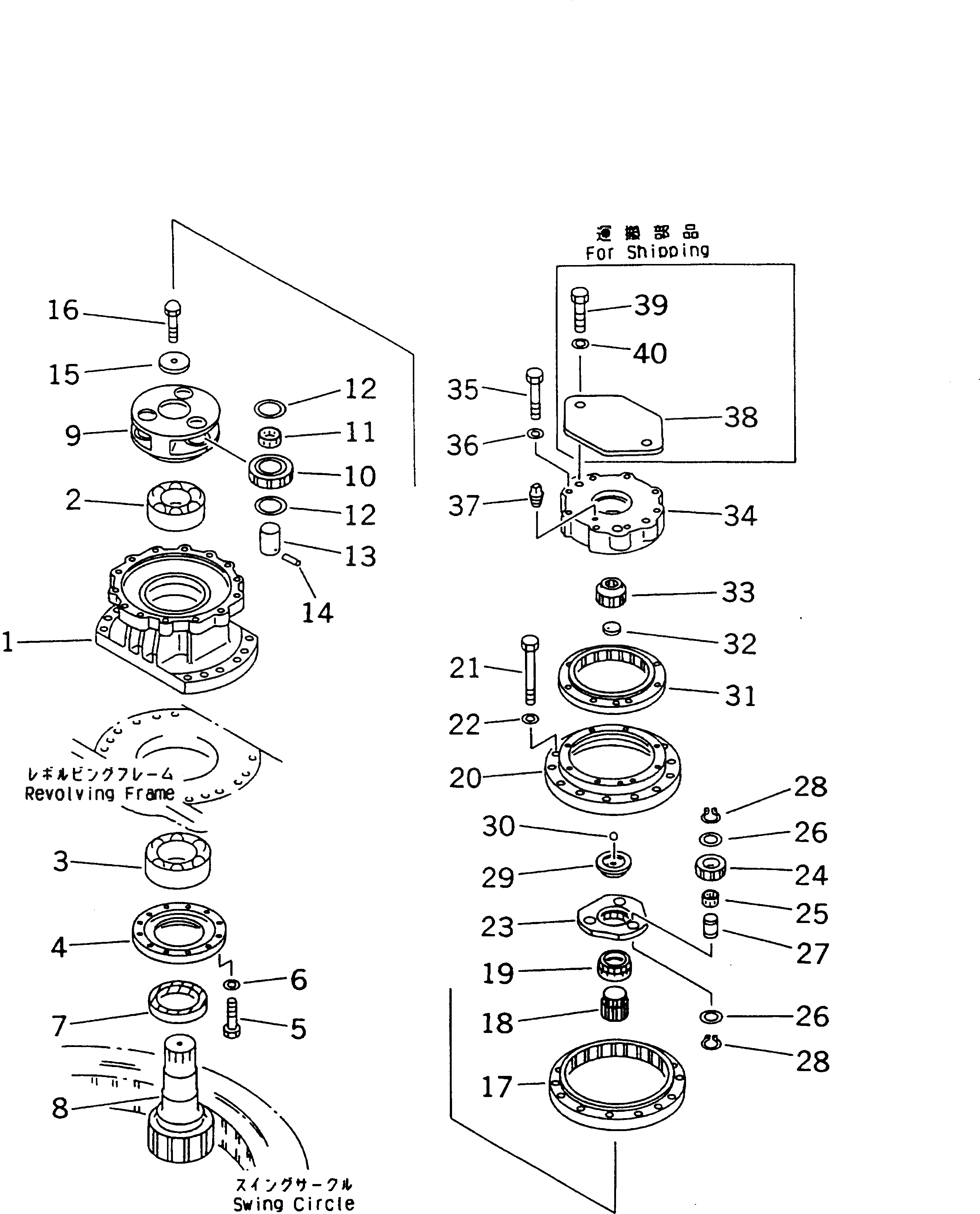 Схема запчастей Komatsu PC210-6K - МЕХАНИЗМ ПОВОРОТА (/)(№K-K8) ПОВОРОТН. КРУГ И КОМПОНЕНТЫ