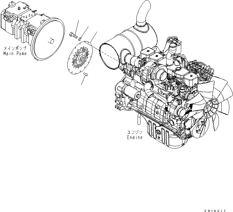 Схема запчастей Komatsu PC210-7-CG - ДЕМПФЕР(№-) КОМПОНЕНТЫ ДВИГАТЕЛЯ