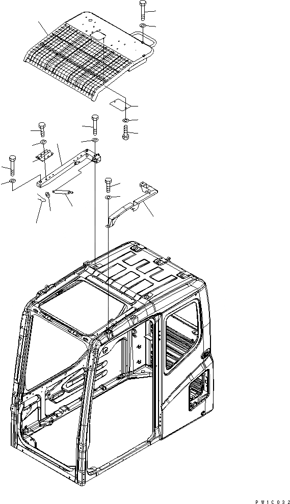 Схема запчастей Komatsu PC210-7-CG - ВЕРХНЯЯ ЗАЩИТА (УРОВЕНЬ-) КАБИНА ОПЕРАТОРА И СИСТЕМА УПРАВЛЕНИЯ