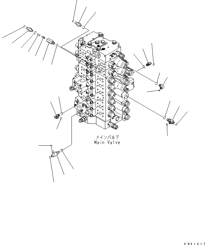 Схема запчастей Komatsu PC210-7K - ОСНОВН. КЛАПАН (СОЕДИНИТЕЛЬН. ЧАСТИ) (/) (ДЛЯ 2-СЕКЦИОНН. СТРЕЛЫ) ГИДРАВЛИКА