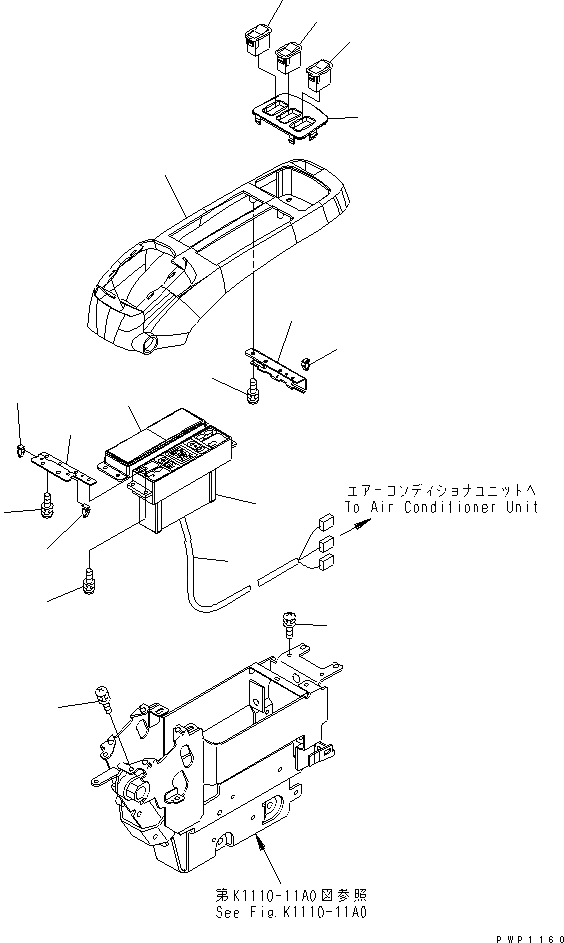 Схема запчастей Komatsu PC210-7K - ОСНОВН. КОНСТРУКЦИЯ (КОНСОЛЬ) (ВЕРХН.) (ЛЕВ.)(№K-K7) КАБИНА ОПЕРАТОРА И СИСТЕМА УПРАВЛЕНИЯ