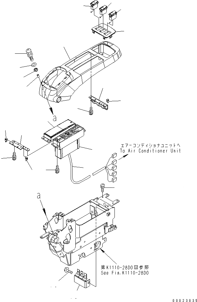 Схема запчастей Komatsu PC210-7K - ОСНОВН. КОНСТРУКЦИЯ (КАБИНА) (КОНСОЛЬ) (ВЕРХН.) (С КОНДИЦИОНЕРОМ И РАДИО)(№K77-) КАБИНА ОПЕРАТОРА И СИСТЕМА УПРАВЛЕНИЯ