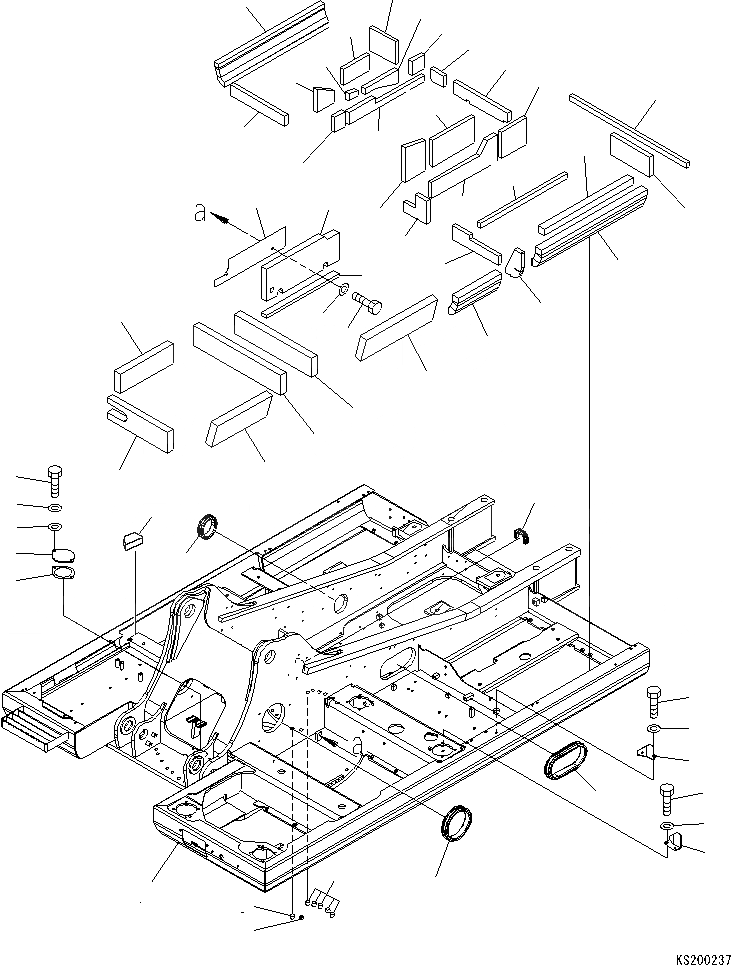 Схема запчастей Komatsu PC210-8K - ОСНОВНАЯ РАМА J ОСНОВНАЯ РАМА И ЕЕ ЧАСТИ