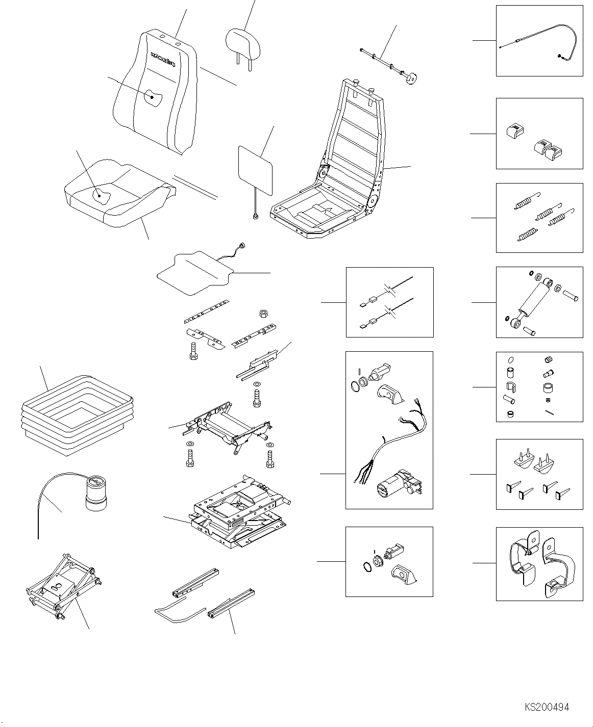 Схема запчастей Komatsu PC210-8K - OPERATORґS ВЫС. BACKED СИДЕНЬЕ (ПОДВЕСКА) (№K-) K OPERATORґS ОБСТАНОВКА И СИСТЕМА УПРАВЛЕНИЯ
