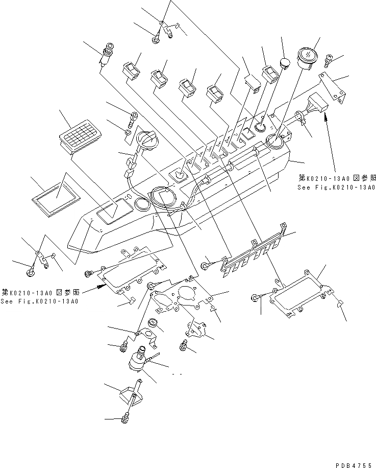 Схема запчастей Komatsu PC210LC-6K - КАБИНА (КРЫШКА ПАНЕЛИ)(№K-K999) КАБИНА ОПЕРАТОРА И СИСТЕМА УПРАВЛЕНИЯ