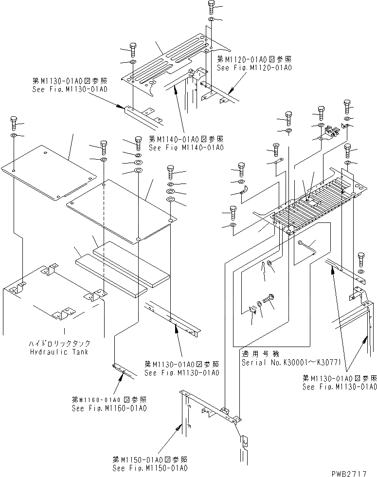 Схема запчастей Komatsu PC210LC-6K - КРЫШКА(КАБИНА) (ВЕРХН.)(№K-K999) ЧАСТИ КОРПУСА