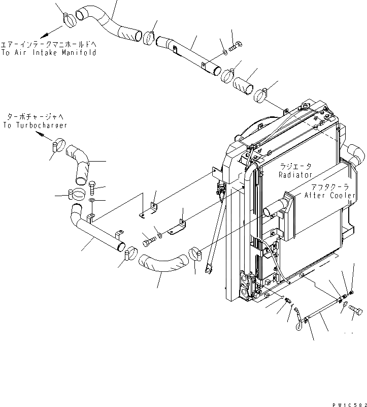 Схема запчастей Komatsu PC210LC-7K - ОХЛАЖД-Е (ТРУБКИ ПОСЛЕОХЛАДИТЕЛЯ) СИСТЕМА ОХЛАЖДЕНИЯ