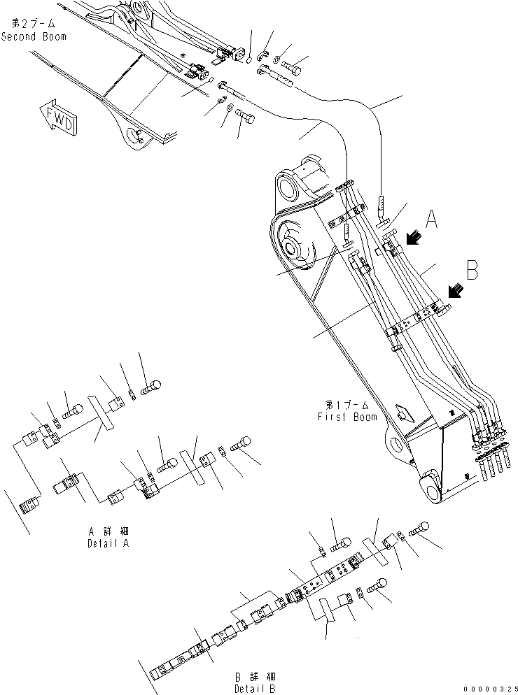 Схема запчастей Komatsu PC210LC-7K - 2-СЕКЦИОНН. СТРЕЛА (ДОПОЛН. ЛИНИЯ) (1-Я СТРЕЛА ) РАБОЧЕЕ ОБОРУДОВАНИЕ