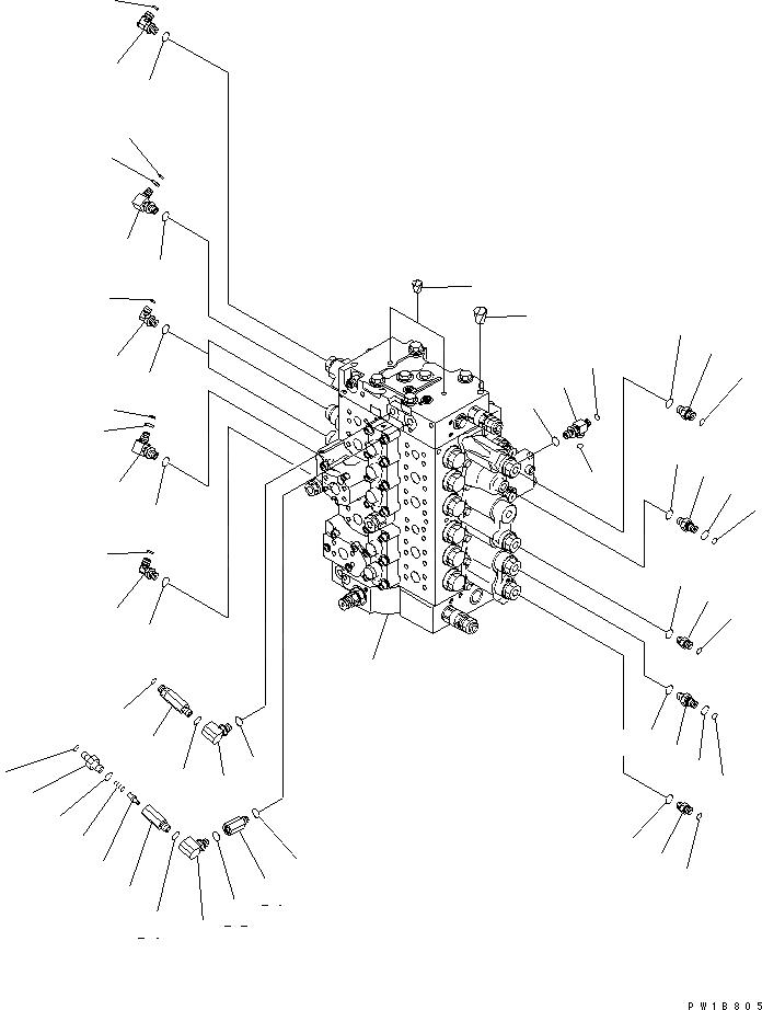 Схема запчастей Komatsu PC210LC-7-DG - ОСНОВН. КЛАПАН (СОЕДИНИТЕЛЬН. ЧАСТИ) (/) ГИДРАВЛИКА