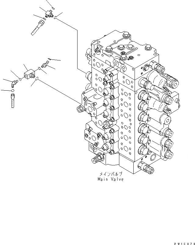 Схема запчастей Komatsu PC210LC-7-DG - РУКОЯТЬ CRANE (ОСНОВН. КЛАПАН) СПЕЦ. ОПЦИИ