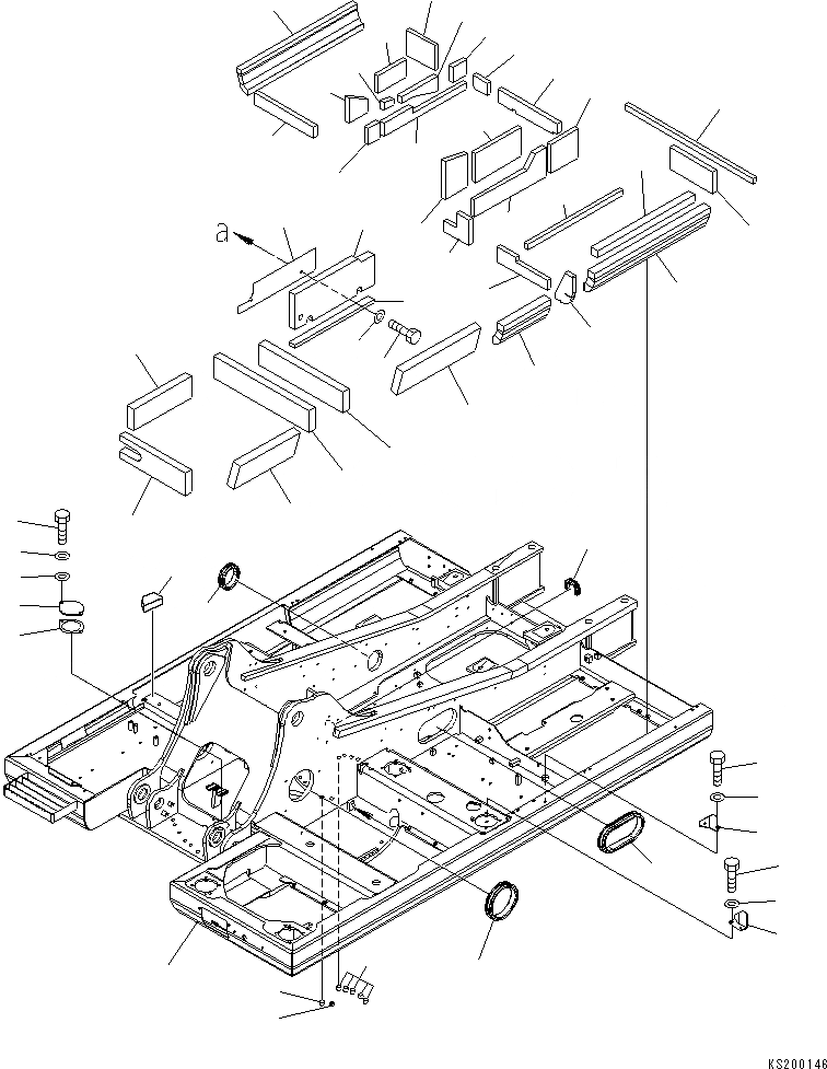 Схема запчастей Komatsu PC210NLC-8K - ОСНОВНАЯ РАМА (РАЗРУШ. ЗДАНИЙ ОСНОВ.) J ОСНОВНАЯ РАМА И ЕЕ ЧАСТИ