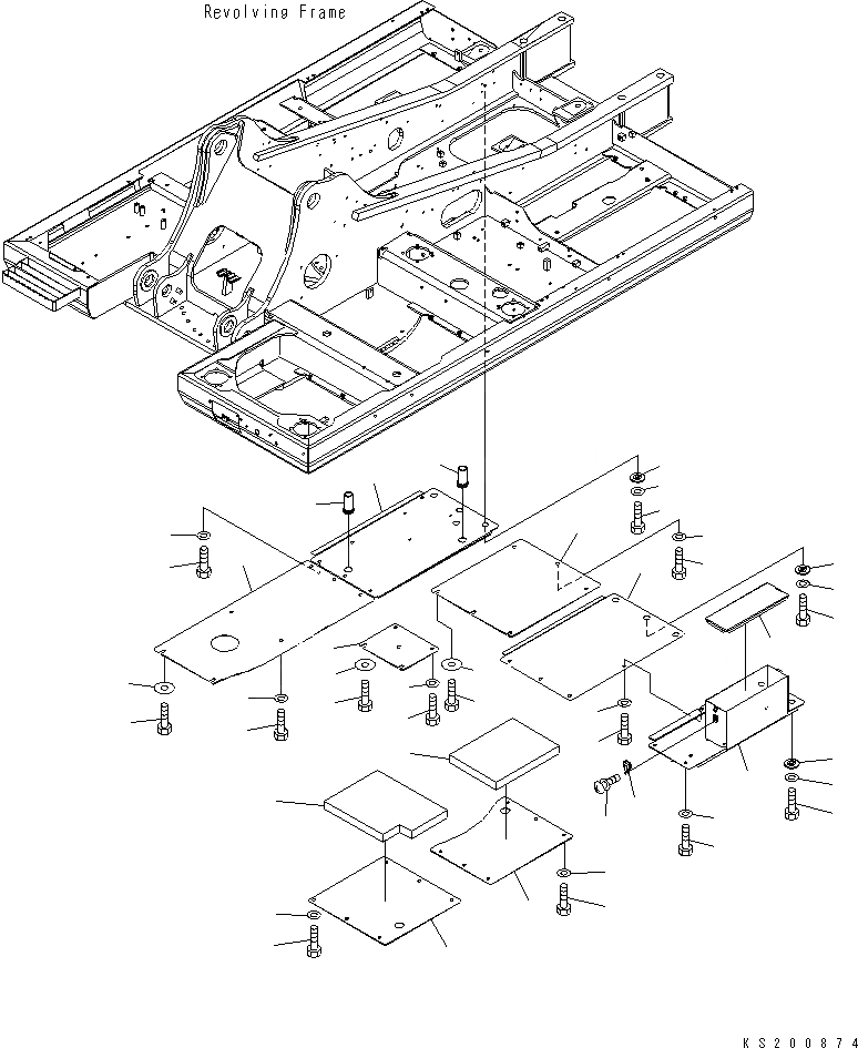 Схема запчастей Komatsu PC210NLC-8K - НИЖН. КРЫШКА (ОСНОВНАЯ РАМА) (№K-) M ЧАСТИ КОРПУСА