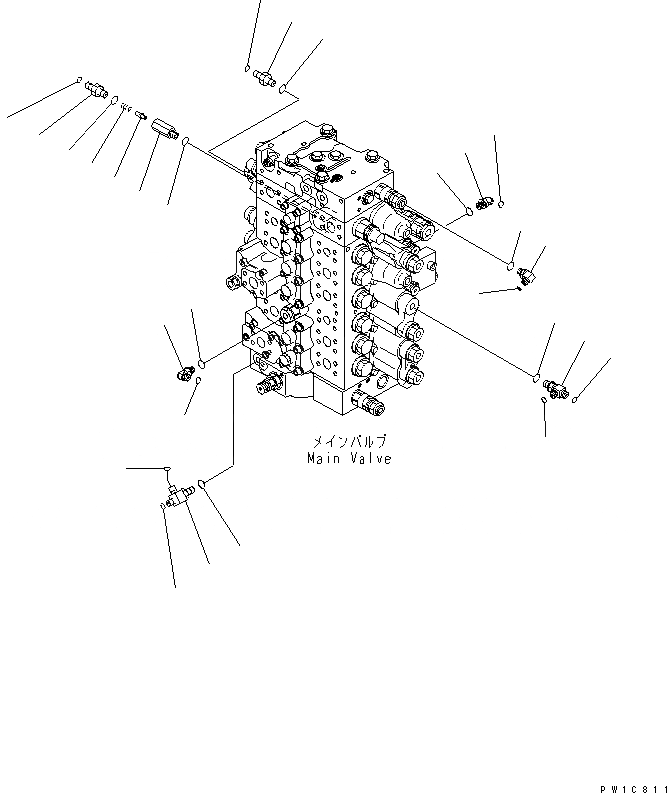 Схема запчастей Komatsu PC210NLC-7K - ОСНОВН. КЛАПАН (СОЕДИНИТЕЛЬН. ЧАСТИ) (/) ГИДРАВЛИКА