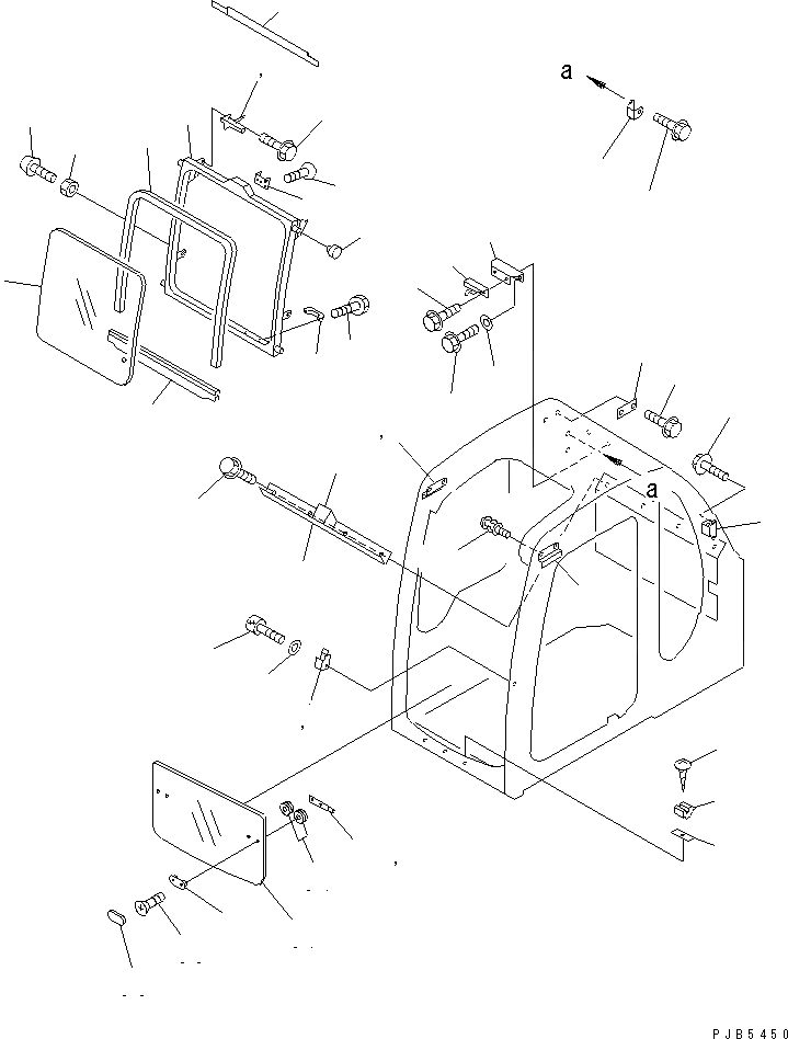 Схема запчастей Komatsu PC220-6Z - КАБИНА (ПЕРЕДН. ОКНА) (С ПРОЗРАЧН. КРЫША)(№7-) КАБИНА ОПЕРАТОРА И СИСТЕМА УПРАВЛЕНИЯ