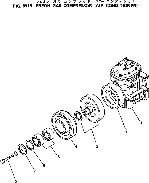 Схема запчастей Komatsu PC220-3 - FREON GAS КОМПРЕССОР (КОНДИЦ. ВОЗДУХА) ОПЦИОННЫЕ КОМПОНЕНТЫ