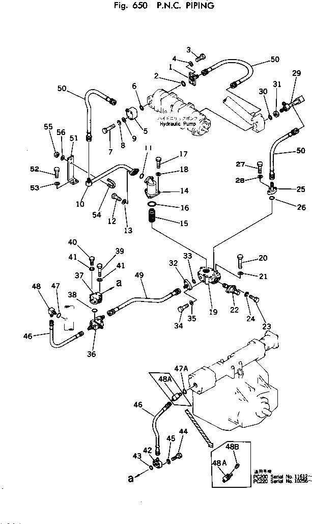 Схема запчастей Komatsu PC220-1 - P.N.C. ТРУБЫ УПРАВЛ-Е РАБОЧИМ ОБОРУДОВАНИЕМ