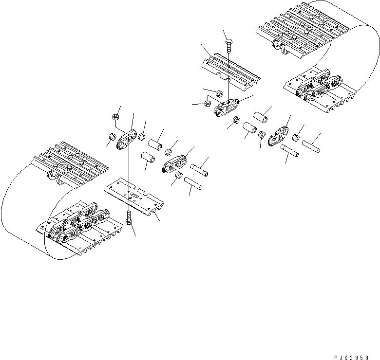 Схема запчастей Komatsu PC220-6 - ГУСЕНИЦЫ (ТРОЙНОЙ ГРУНТОЗАЦЕП.) (MM ШИР.) (ОТВЕРСТИЕS - EQUIP С  ПОДУШКИ ДЛЯ АСФАЛЬТА) ХОДОВАЯ