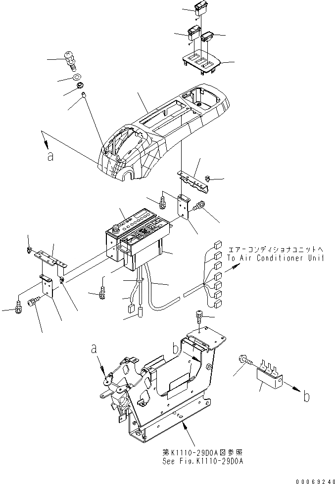 Схема запчастей Komatsu PC220-7 - ОСНОВН. КОНСТРУКЦИЯ (КАБИНА) (КОНСОЛЬ) (ВЕРХН.) (С БОЛ. WIND КОНДИЦ.. И РАДИО) (ЛЕВ.) (МИГАЛКА)(№-) КАБИНА ОПЕРАТОРА И СИСТЕМА УПРАВЛЕНИЯ