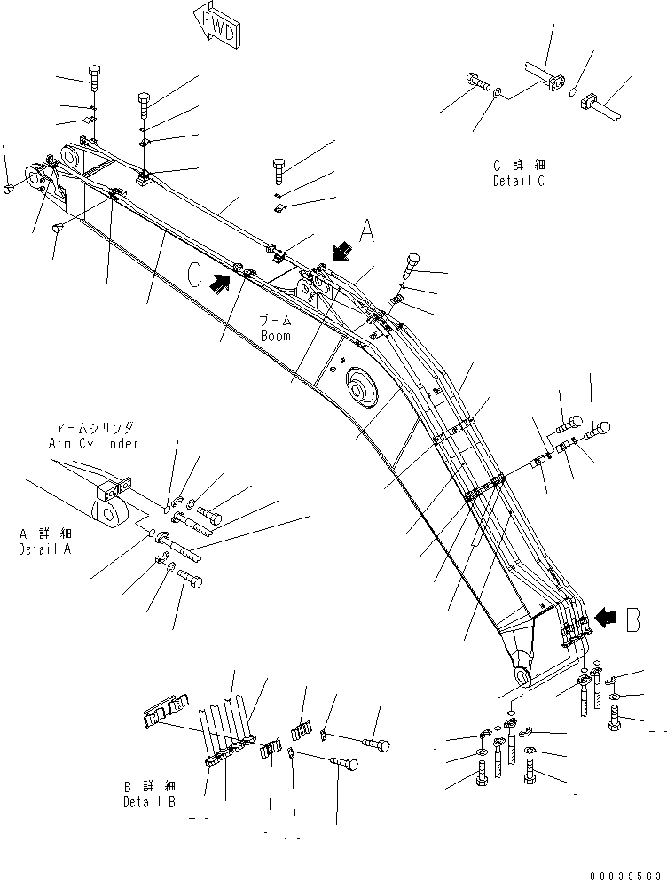 Схема запчастей Komatsu PC220-7 - СТРЕЛА (ЦИЛИНДР РУКОЯТИТРУБЫ И ЦИЛИНДР КОВША ТРУБЫ)(№-) РАБОЧЕЕ ОБОРУДОВАНИЕ
