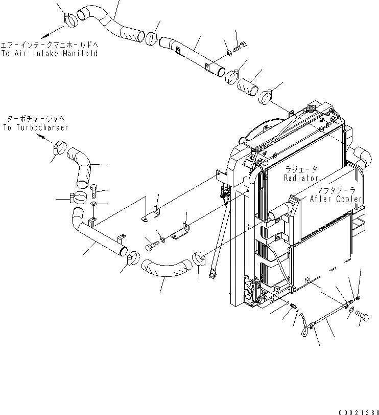 Схема запчастей Komatsu PC220-7-AA - ОХЛАЖД-Е (ТРУБКИ ПОСЛЕОХЛАДИТЕЛЯ)(№-) СИСТЕМА ОХЛАЖДЕНИЯ