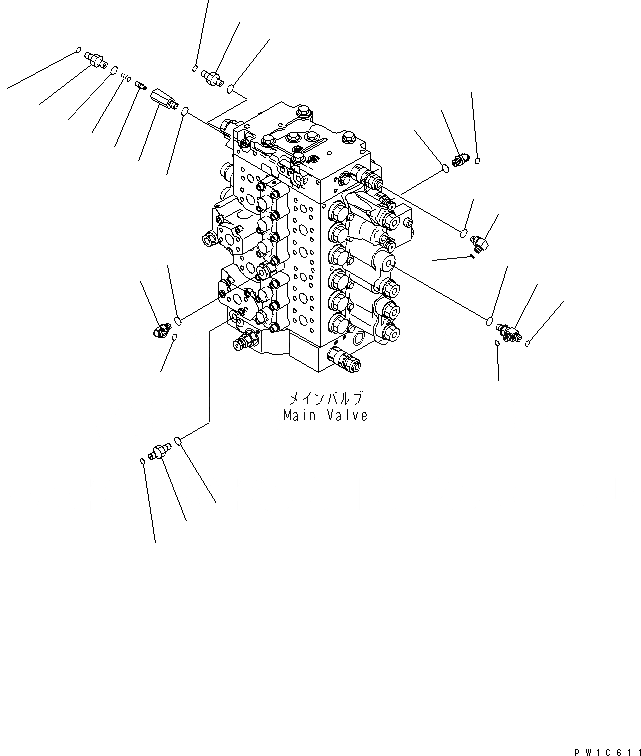 Схема запчастей Komatsu PC220-7-AA - ОСНОВН. КЛАПАН (СОЕДИНИТЕЛЬН. ЧАСТИ) (/) ГИДРАВЛИКА