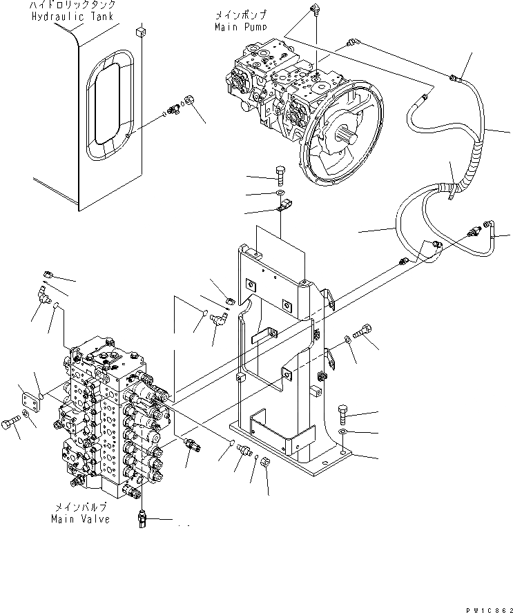 Схема запчастей Komatsu PC220-7-AA - ОСНОВН. КЛАПАН(КОРПУС КЛАПАНА) ( АКТУАТОР) (PIPNG LESS) ГИДРАВЛИКА