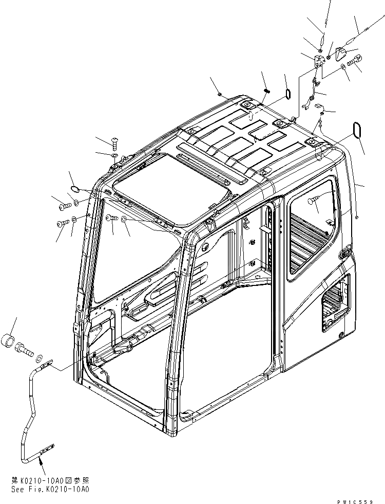 Схема запчастей Komatsu PC220-7-AA - КАБИНА (БОЛТ И АНТЕННА)(№-8) КАБИНА ОПЕРАТОРА И СИСТЕМА УПРАВЛЕНИЯ