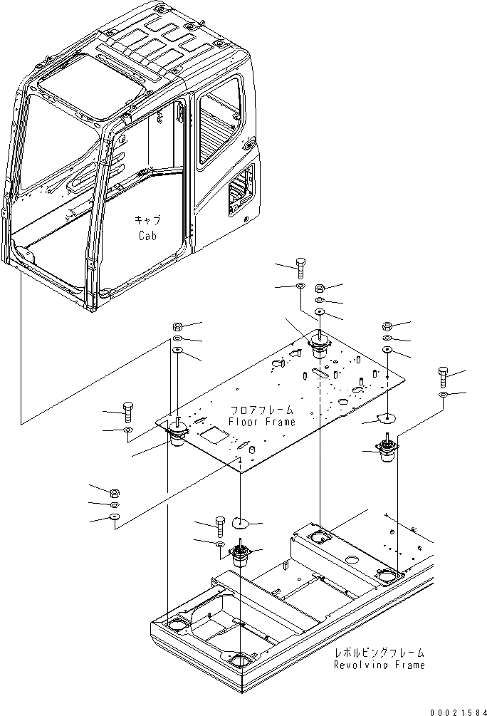 Схема запчастей Komatsu PC220-7-AA - КРЕПЛЕНИЕ ПОЛА(№-) КАБИНА ОПЕРАТОРА И СИСТЕМА УПРАВЛЕНИЯ