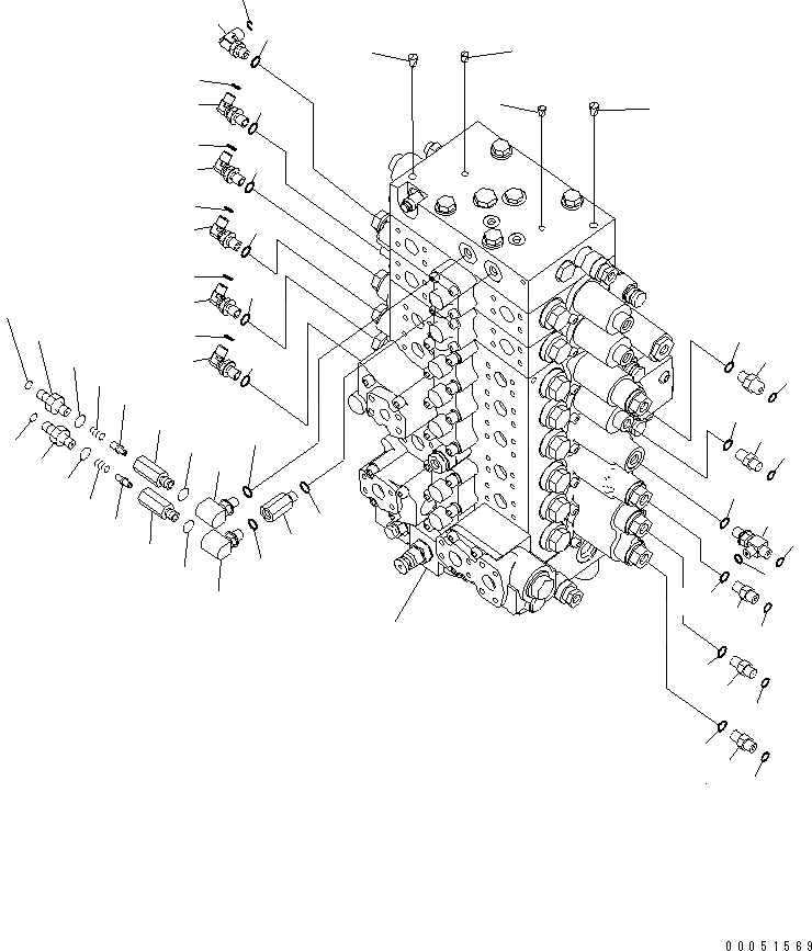 Схема запчастей Komatsu PC220-8 - ОСНОВН. УПРАВЛЯЮЩ. КЛАПАН (ДЛЯ -АКТУАТОР) (СОЕДИНИТЕЛЬН. ЧАСТИ) (/) ГИДРАВЛИКА