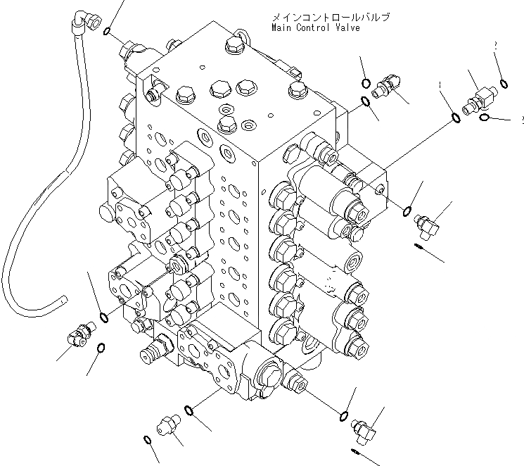 Схема запчастей Komatsu PC220-8 - ОСНОВН. УПРАВЛЯЮЩ. КЛАПАН (СОЕДИНИТЕЛЬН. ЧАСТИ) (/) ГИДРАВЛИКА