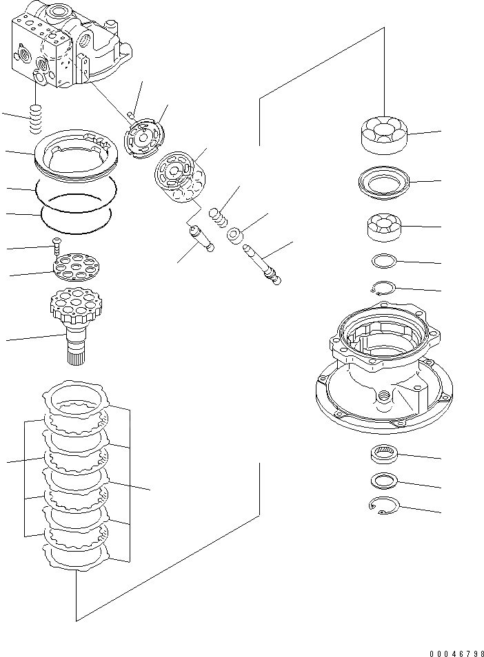 Схема запчастей Komatsu PC220-8 - МОТОР ПОВОРОТА (/) ОСНОВН. КОМПОНЕНТЫ И РЕМКОМПЛЕКТЫ