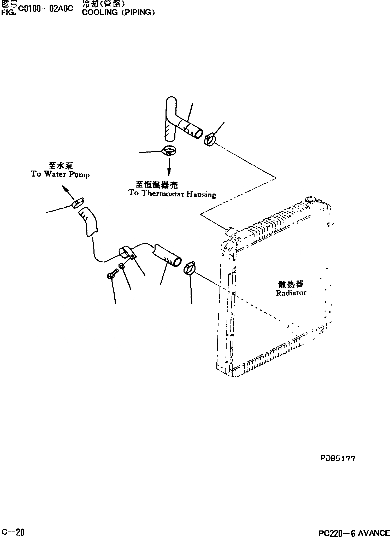 Схема запчастей Komatsu PC220-6 - ОХЛАЖД-Е(ТРУБЫ) C [СИСТЕМА ОХЛАЖДЕНИЯ]