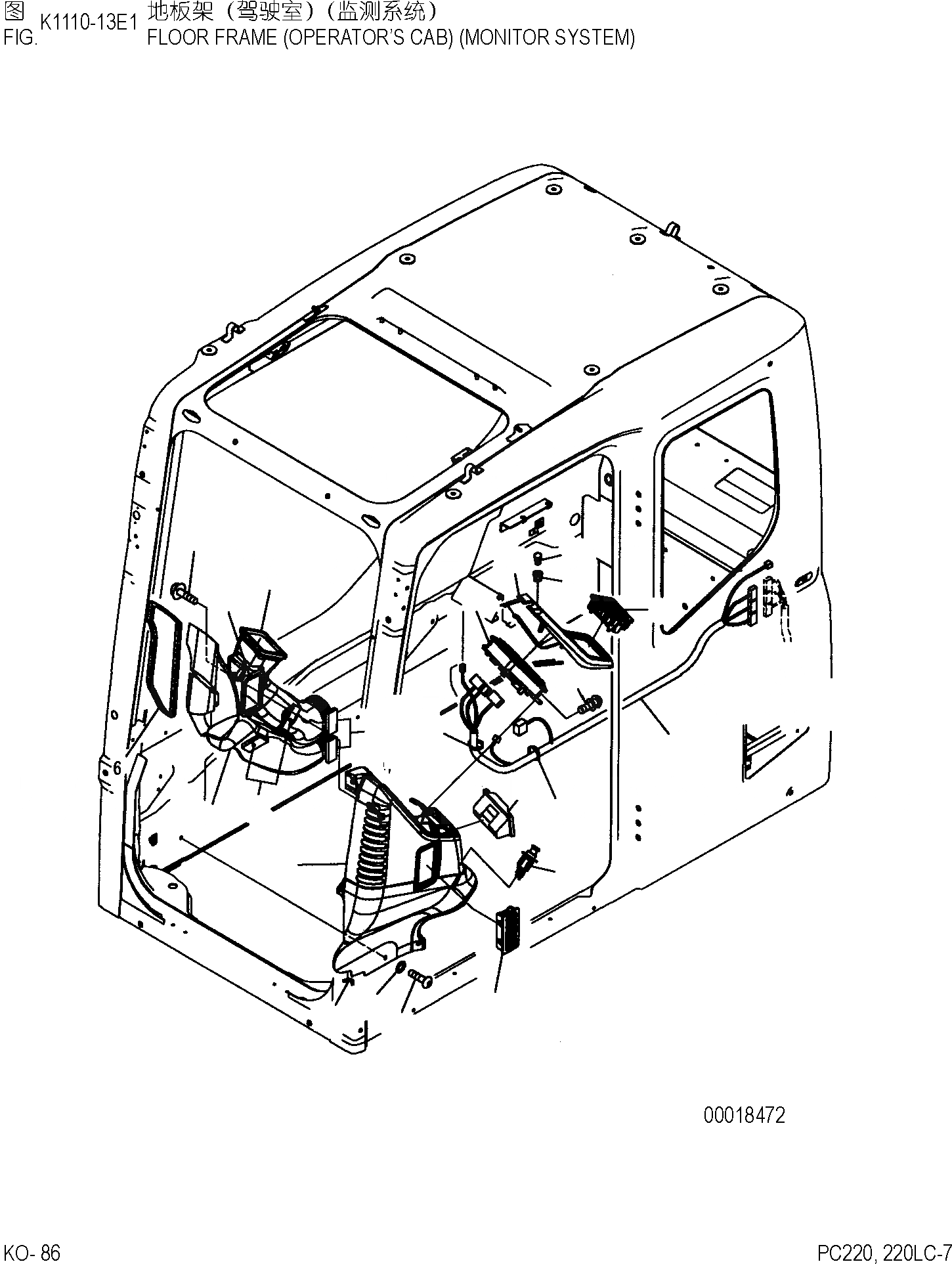 Схема запчастей Komatsu PC220-7 - ОСНОВН. КОНСТРУКЦИЯ (КАБИНА) (СИСТЕМА МОНИТОРА) КАБИНА ОПЕРАТОРА И СИСТЕМА УПРАВЛЕНИЯ]