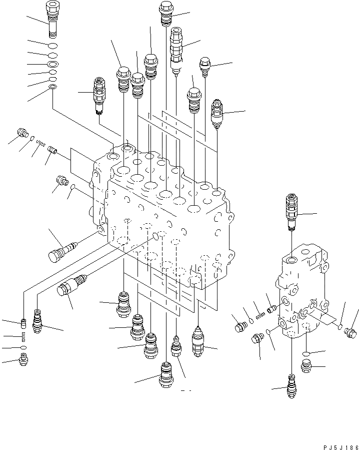 Схема запчастей Komatsu PC220LC-6 - ОСНОВН. КЛАПАН (/)(№-) ОСНОВН. КОМПОНЕНТЫ И РЕМКОМПЛЕКТЫ