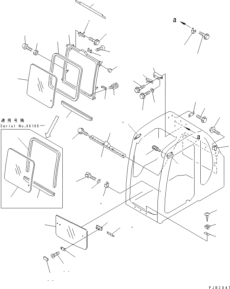 Схема запчастей Komatsu PC220LC-6Z - КАБИНА (ПЕРЕДН. ОКНА) (С ПРОЗРАЧН. КРЫША)(№-) КАБИНА ОПЕРАТОРА И СИСТЕМА УПРАВЛЕНИЯ