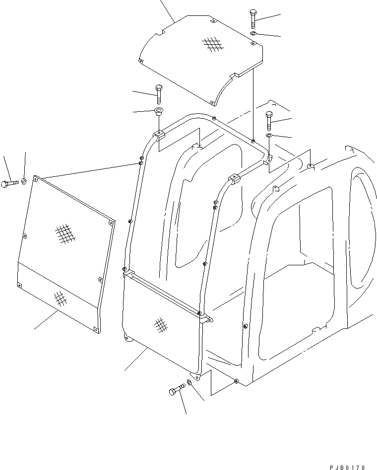 Схема запчастей Komatsu PC220LC-6Z - ФРОНТАЛЬНАЯ ЗАЩИТА (ПОЛН.)(№-) КАБИНА ОПЕРАТОРА И СИСТЕМА УПРАВЛЕНИЯ