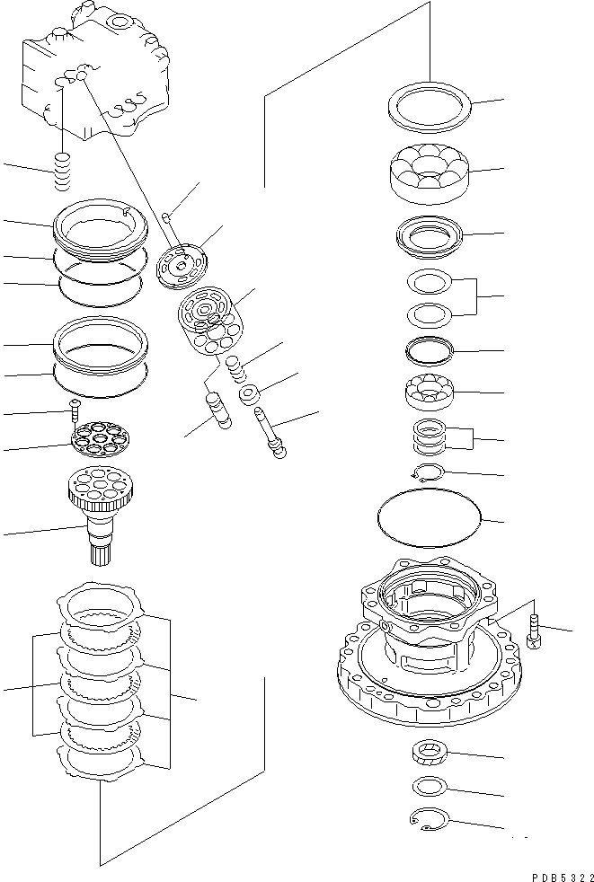 Схема запчастей Komatsu PC220LC-6Z - МОТОР ПОВОРОТА (/)(№8-) ОСНОВН. КОМПОНЕНТЫ И РЕМКОМПЛЕКТЫ