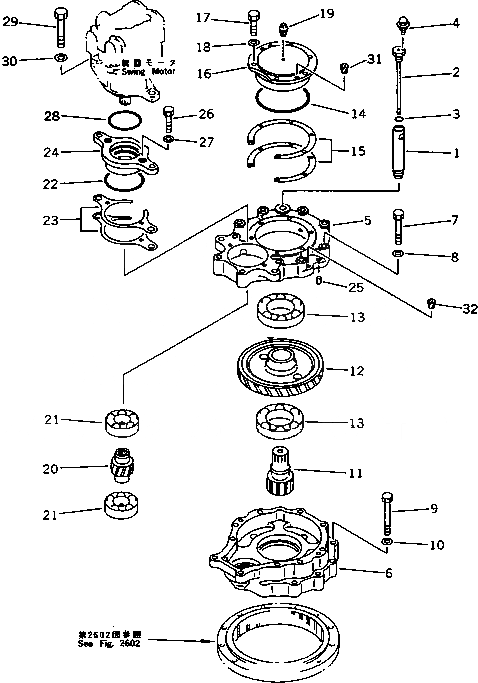 Схема запчастей Komatsu PC220LC-5C - МЕХАНИЗМ ПОВОРОТА (/)(№-) ПОВОРОТН.