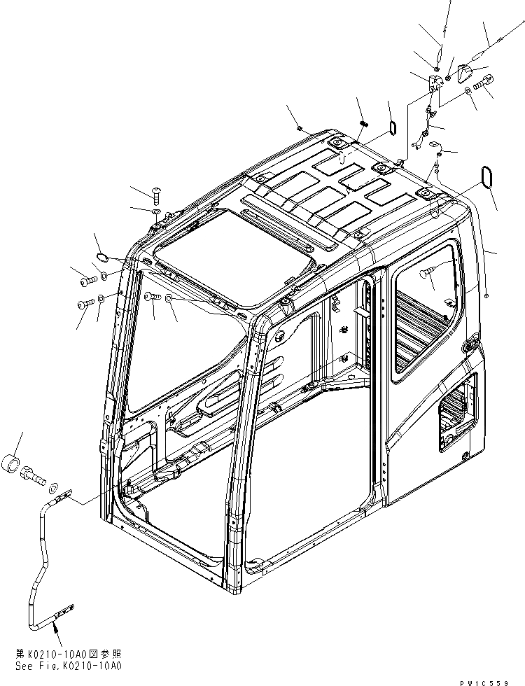 Схема запчастей Komatsu PC220LC-7-BA - КАБИНА (БОЛТ И АНТЕННА)(№-8) КАБИНА ОПЕРАТОРА И СИСТЕМА УПРАВЛЕНИЯ