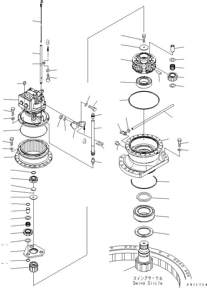 Схема запчастей Komatsu PC220LC-7-BA - МЕХАНИЗМ ПОВОРОТА(№-) ПОВОРОТН. КРУГ И КОМПОНЕНТЫ