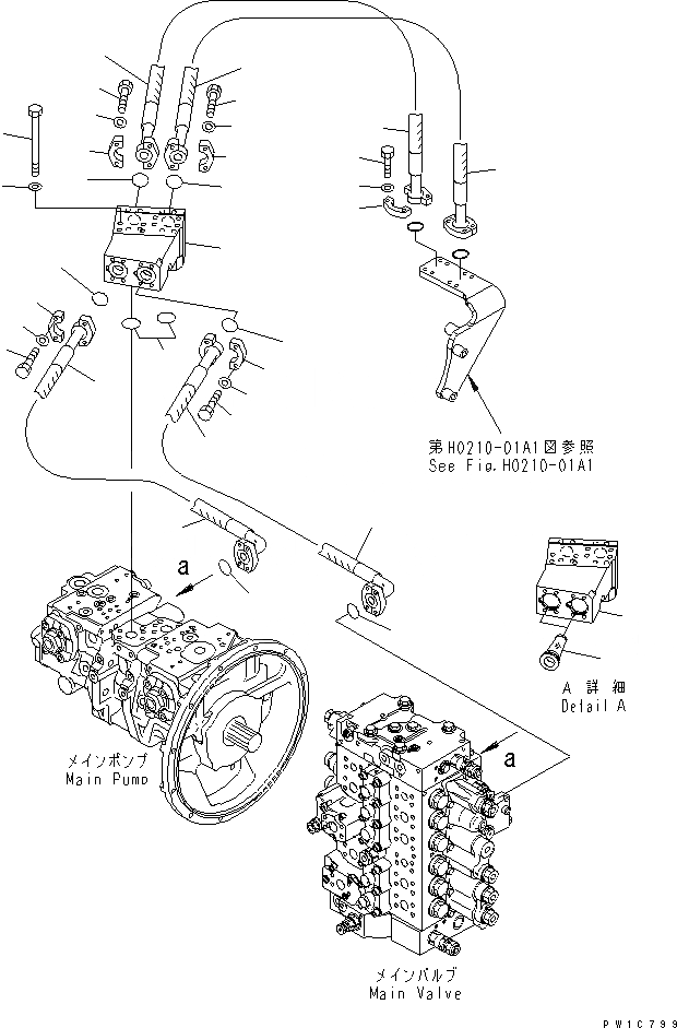 Схема запчастей Komatsu PC220LC-7 - ЛИНИЯ ПОДАЧИ (C ПРОХОДНЫМ ФИЛЬТРОМ)(№-) ГИДРАВЛИКА