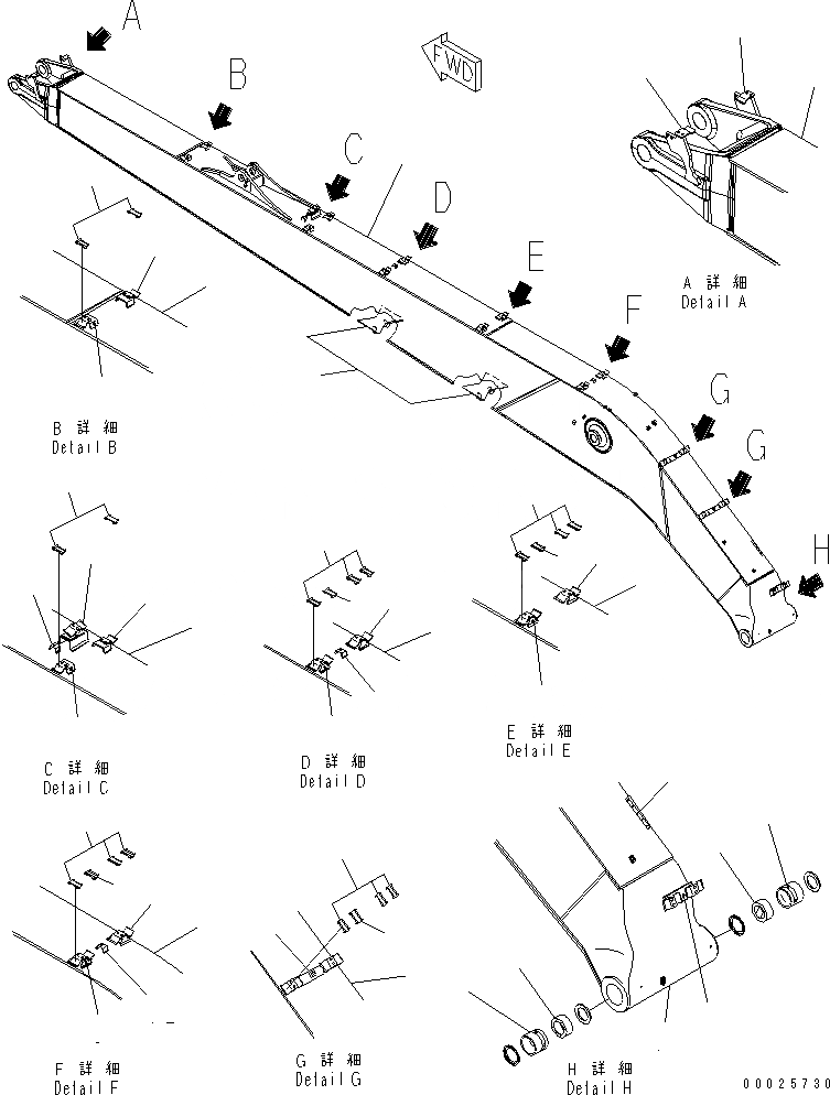 Схема запчастей Komatsu PC220LC-7 - СТРЕЛА (SUPER УДЛИНН. РУКОЯТЬ И СТРЕЛА) (8M)(№7-) РАБОЧЕЕ ОБОРУДОВАНИЕ