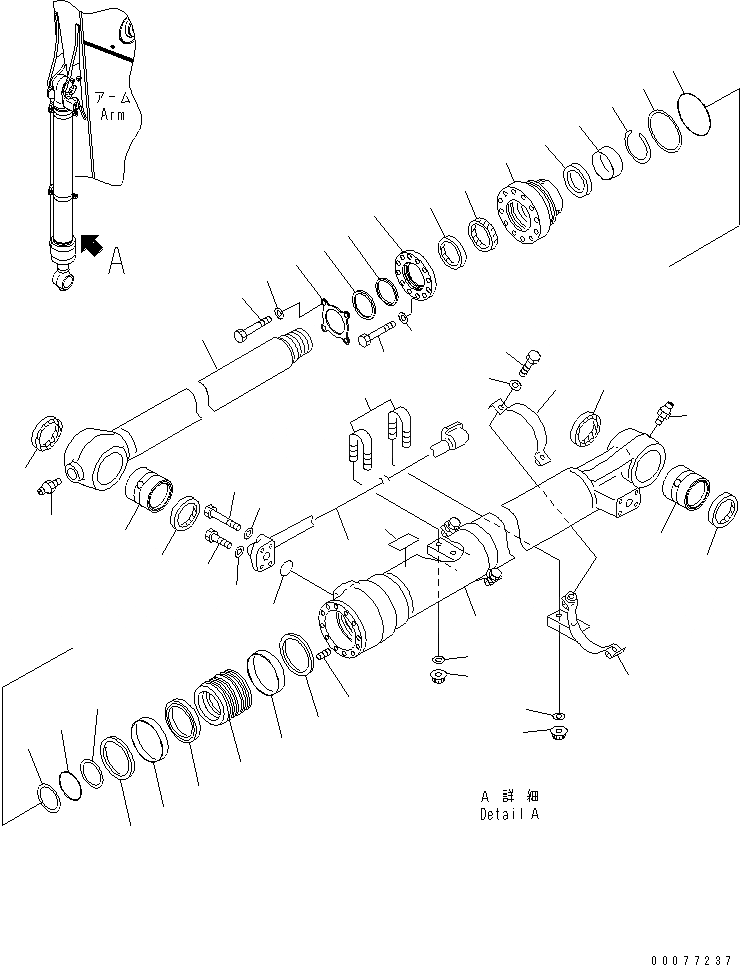 Схема запчастей Komatsu PC220LC-7 - ЦИЛИНДР КОВША (СИСТЕМА СМАЗКИ 100 ЧАС.) (СПЕЦ-Я -40С)(№78-) ОСНОВН. КОМПОНЕНТЫ И РЕМКОМПЛЕКТЫ