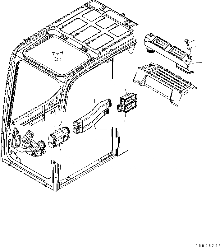 Схема запчастей Komatsu PC220LC-8 - КАБИНА (КАБИНА IN ЧАСТИ) (ВОЗДУХОВОД) КАБИНА ОПЕРАТОРА И СИСТЕМА УПРАВЛЕНИЯ
