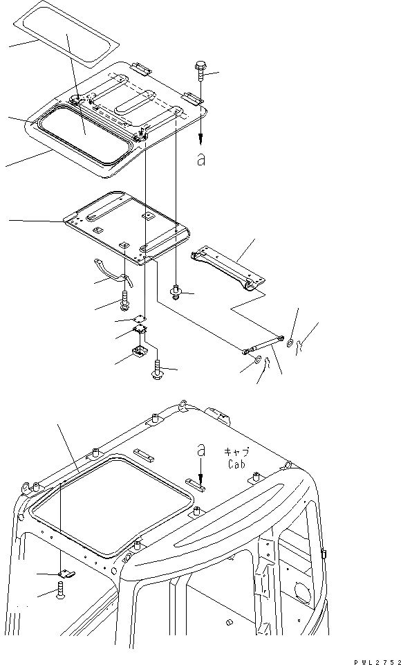 Схема запчастей Komatsu PC228USLC-2 - КАБИНА (ОКНО В КРЫШЕ) ОСНОВН. КОМПОНЕНТЫ И РЕМКОМПЛЕКТЫ